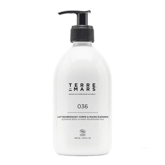 Lait Nourrissant Corps & Mains Elégance - Constitué d’ingrédients biologiques et d’actifs naturels, le lait pour le corps Imminence est adapté pour une utilisation quotidienne. Sa texture délicate, lisse et souple le rend particulièrement agréable à manip