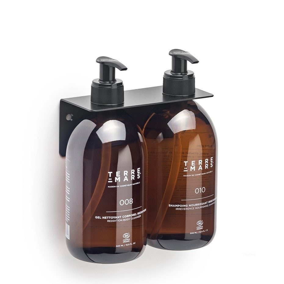 Bottle holder - Wall-mounted stainless steel holder for 500ml Terre de Mars bottles.