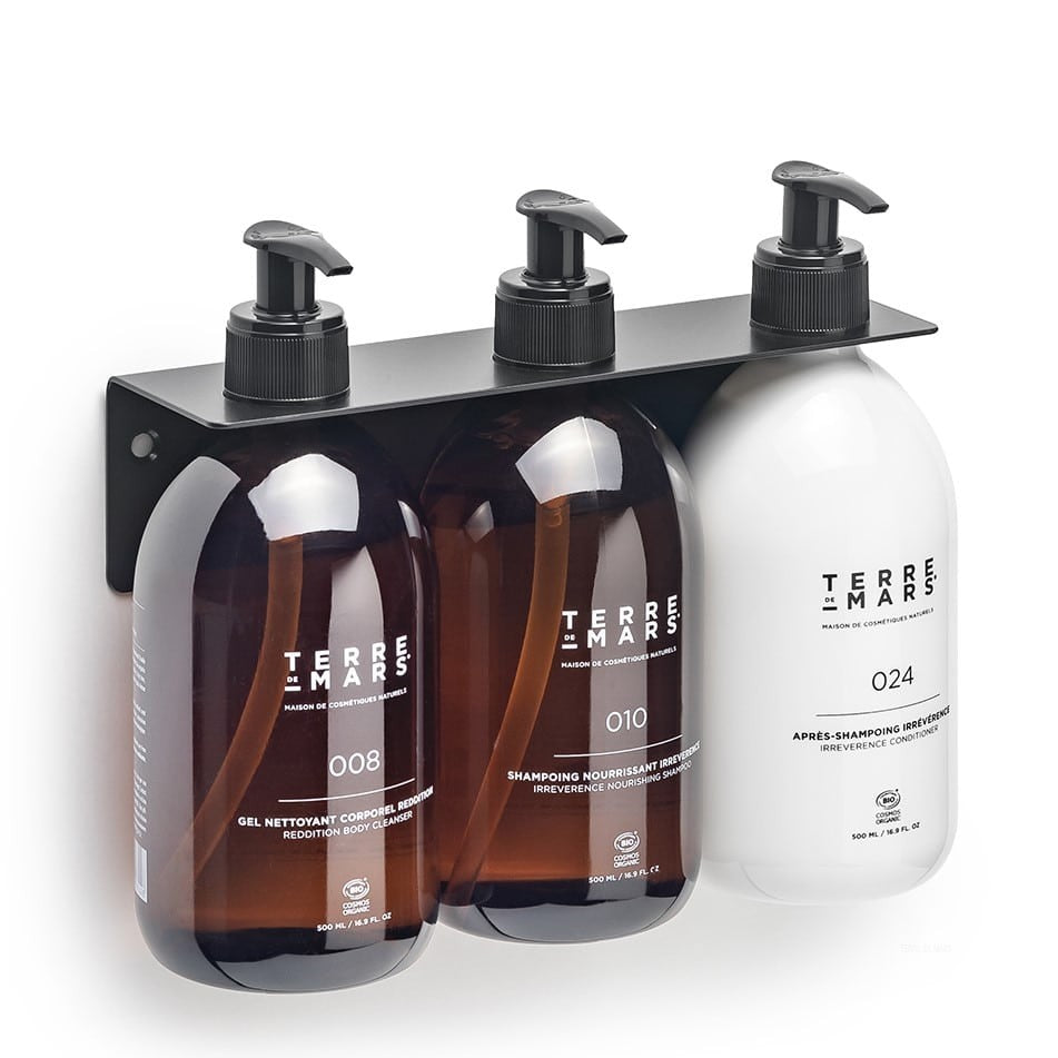 Porte Flacon - Support mural en acier inoxydable pour les flacons 500ml Terre de Mars.