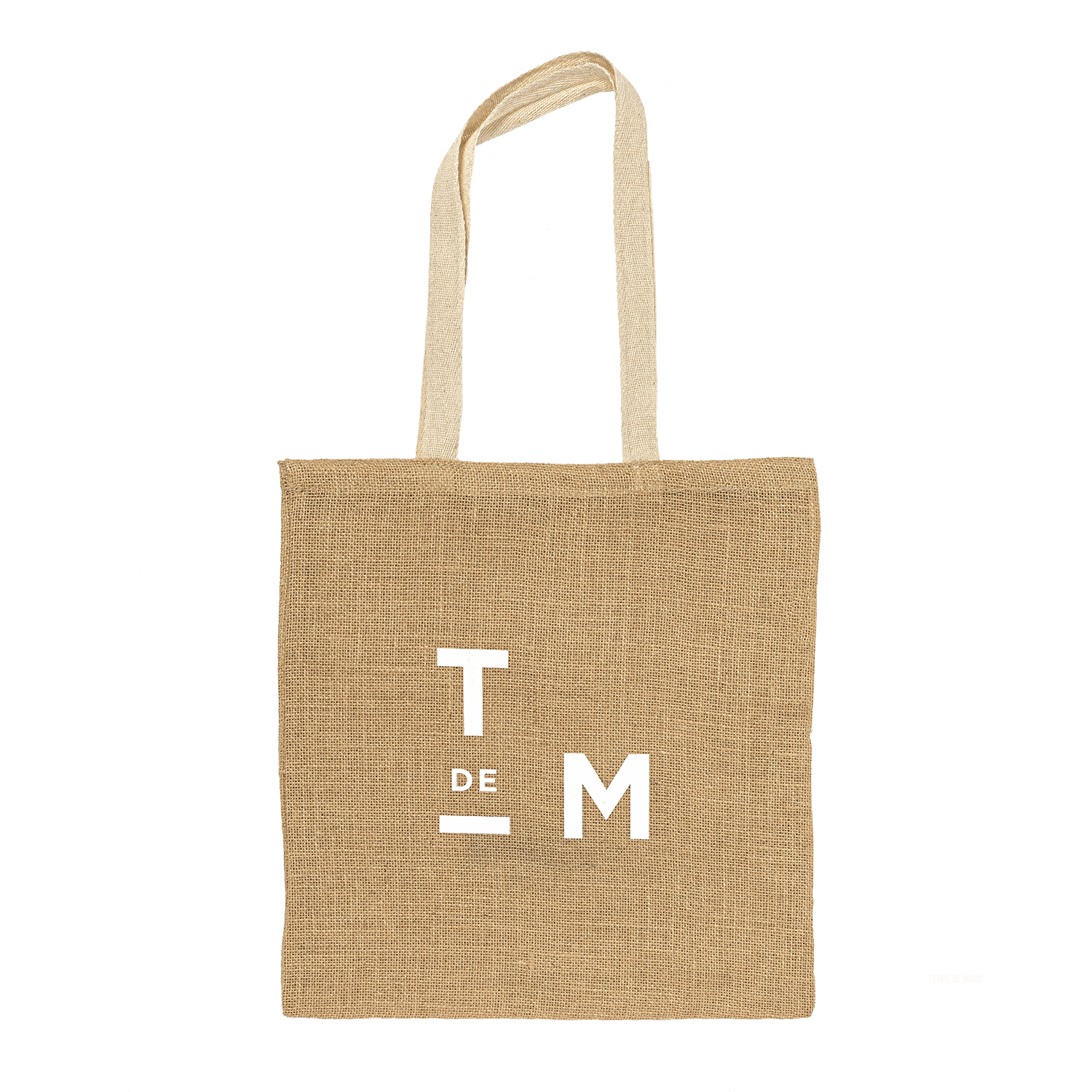 Bag TdeM - Un sac écologique tote bag Terre de Mars réalisé en toile de jute avec des poignées en coton. Dimension 38 x 40cm.